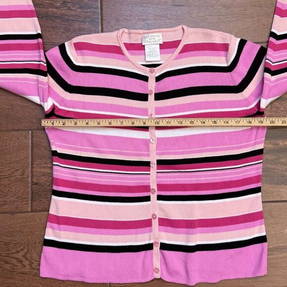 Designers Originals Petite Spring Stripe Cardigan 100% Cotton Size PM - Picture 2 of 6